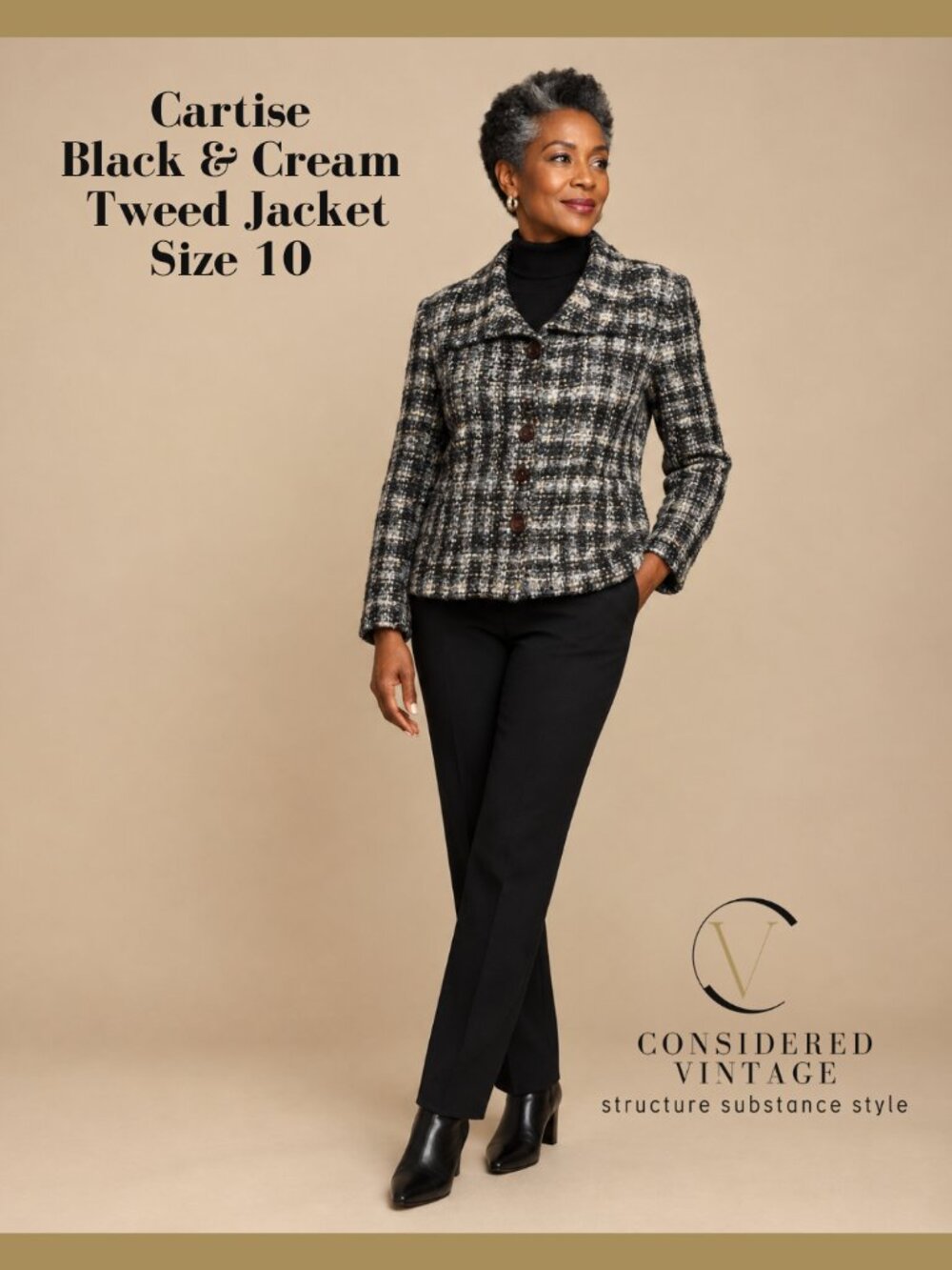 Cartise Sport structured plaid tweed jacket